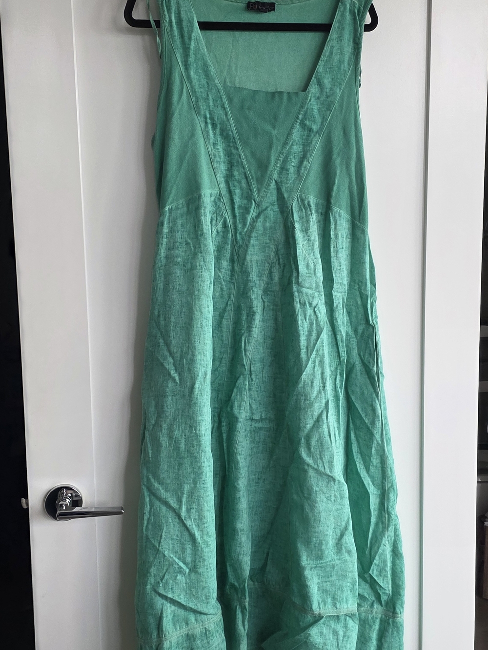 Sleeveless Linen & Cotton Green Linen Dress